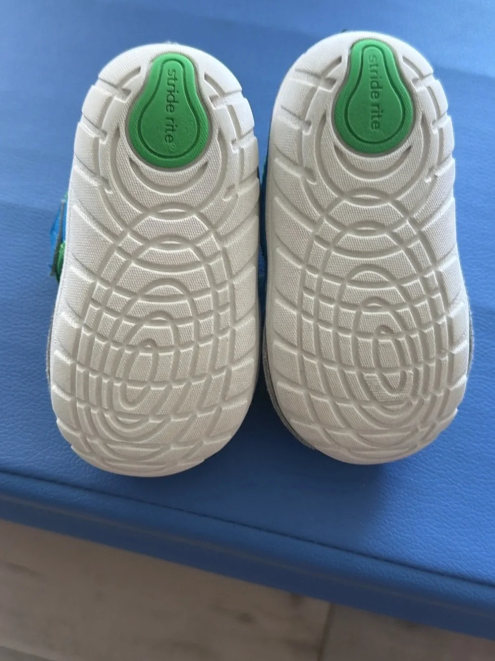 Stride Rite Blue and Green Dino Hook-and-Loop Toddler Shoes